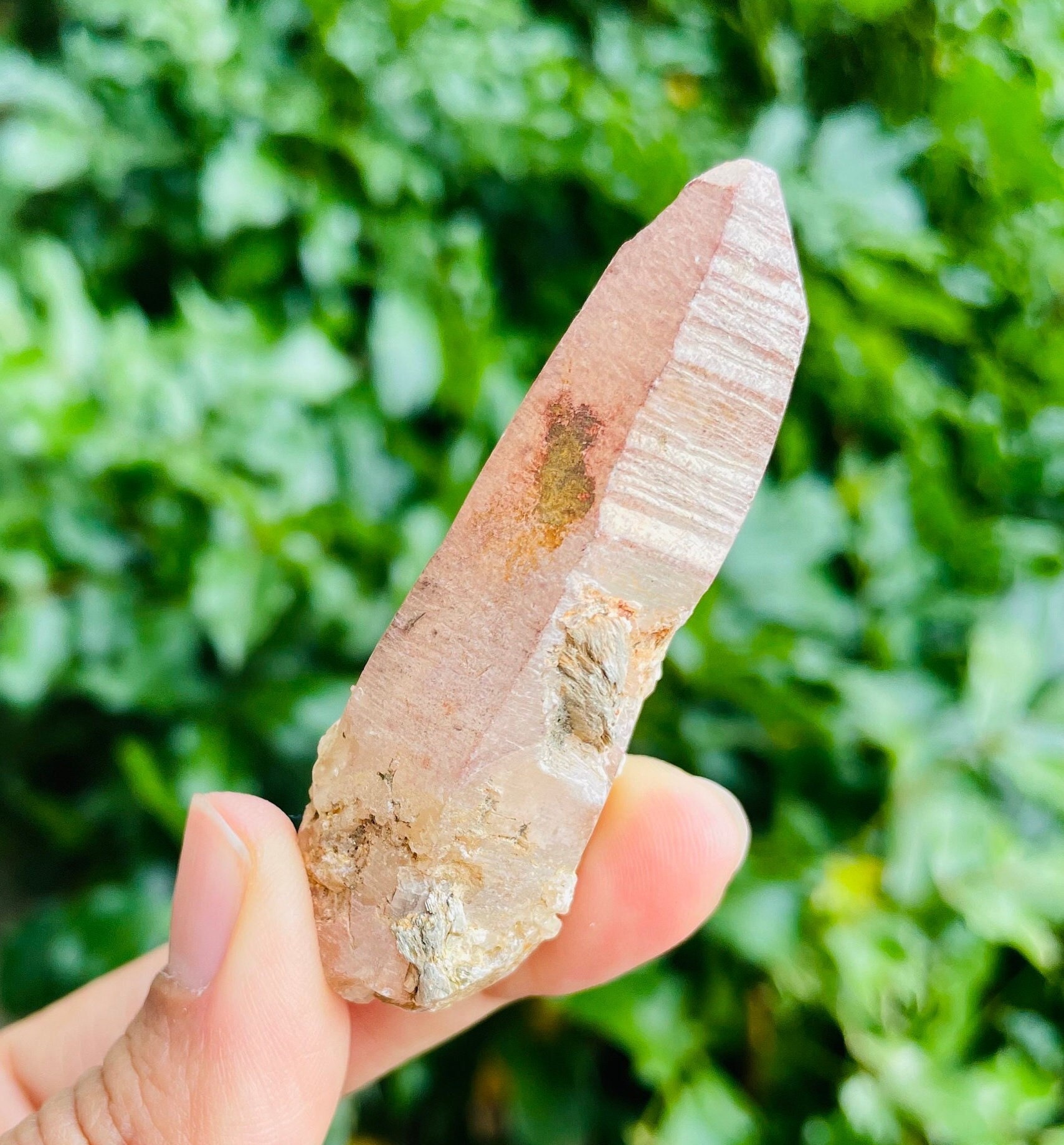 Red Phantom Quartz Point: Hematite Included Crystal (29.8g)