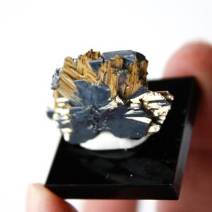 Golden Rutile Hematite Specimen Thumbnail On Stand