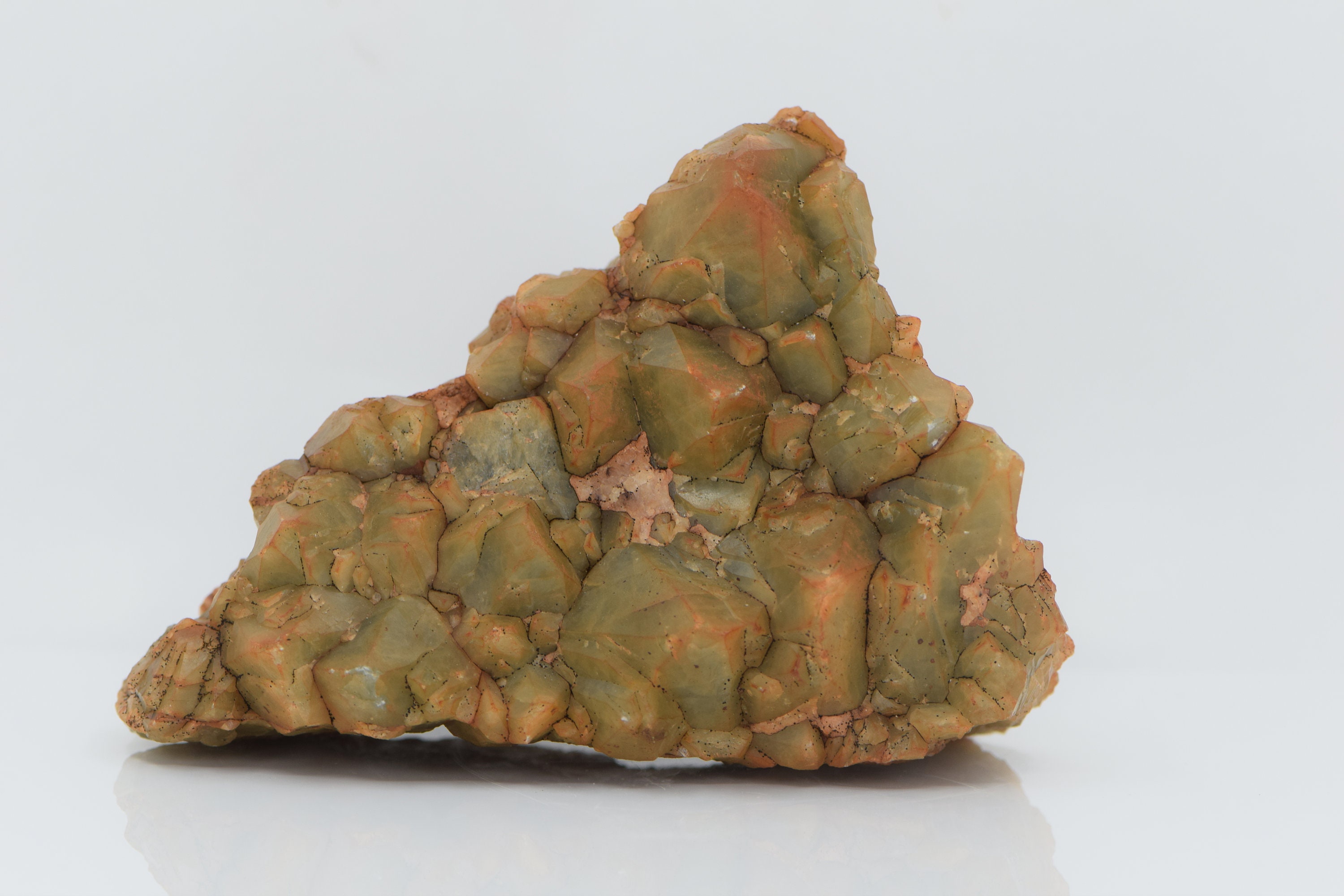 Green Quartz Cluster With Hematite