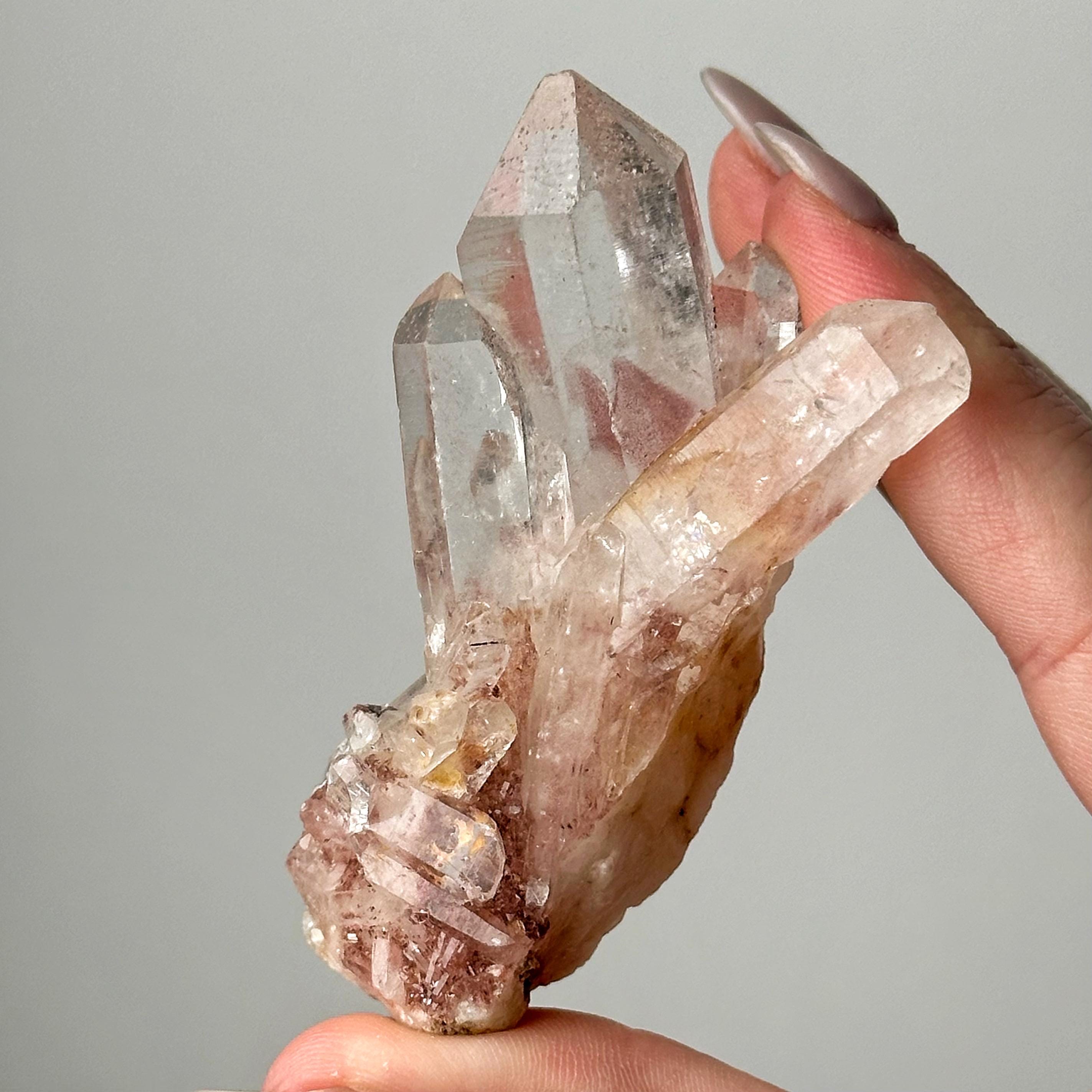 Hematite Phantom Quartz | 56g | - #4 (raw Clear Crystal Specimen, Root Chakra, Healing Stone, Grounding) Hematite Phantom Quartz | 56g | - #4 (raw Clear Crystal Specimen, Root Chakra, Healing Stone, Grounding)