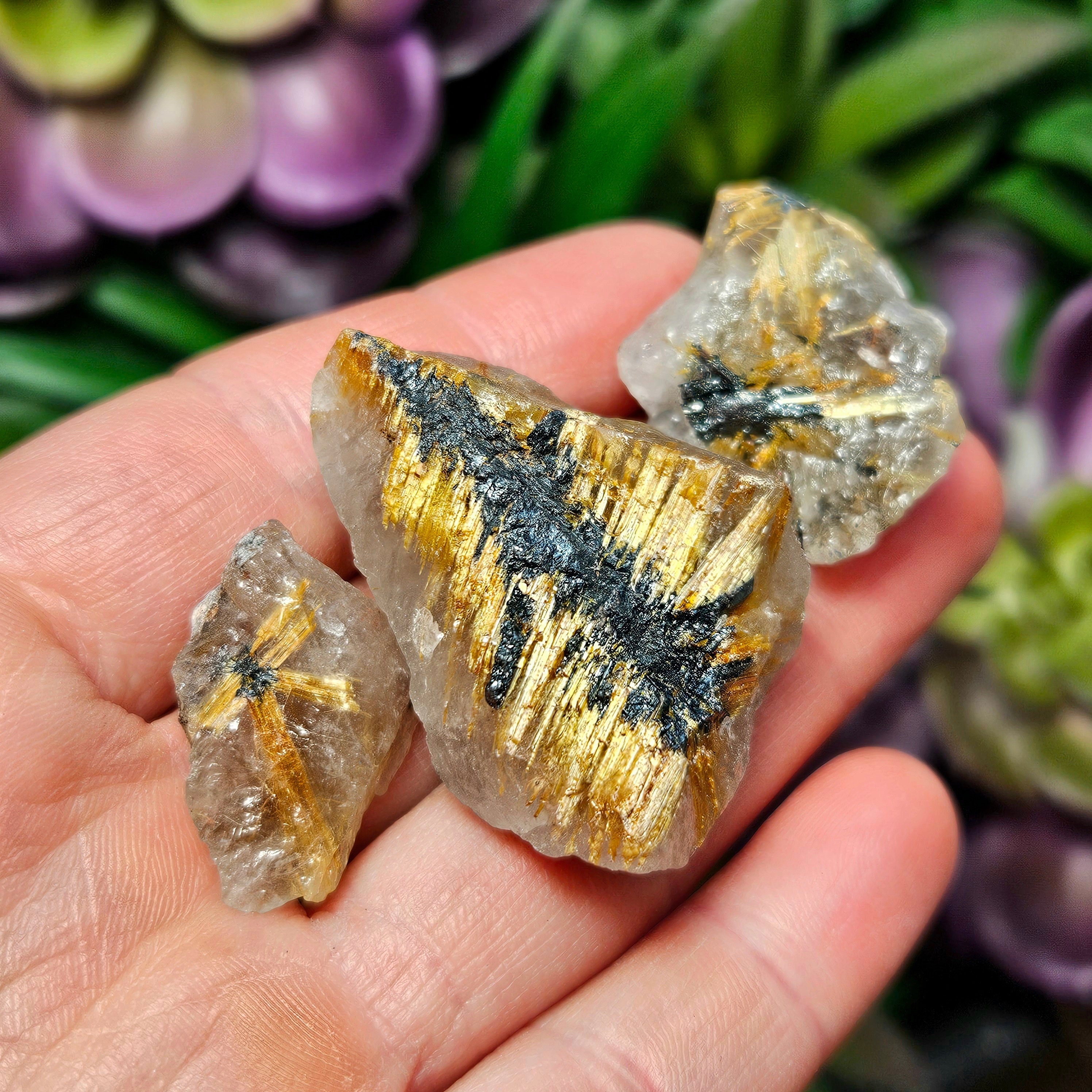 Hematite Rutile In Quartz Specimen: Golden Rutile Star