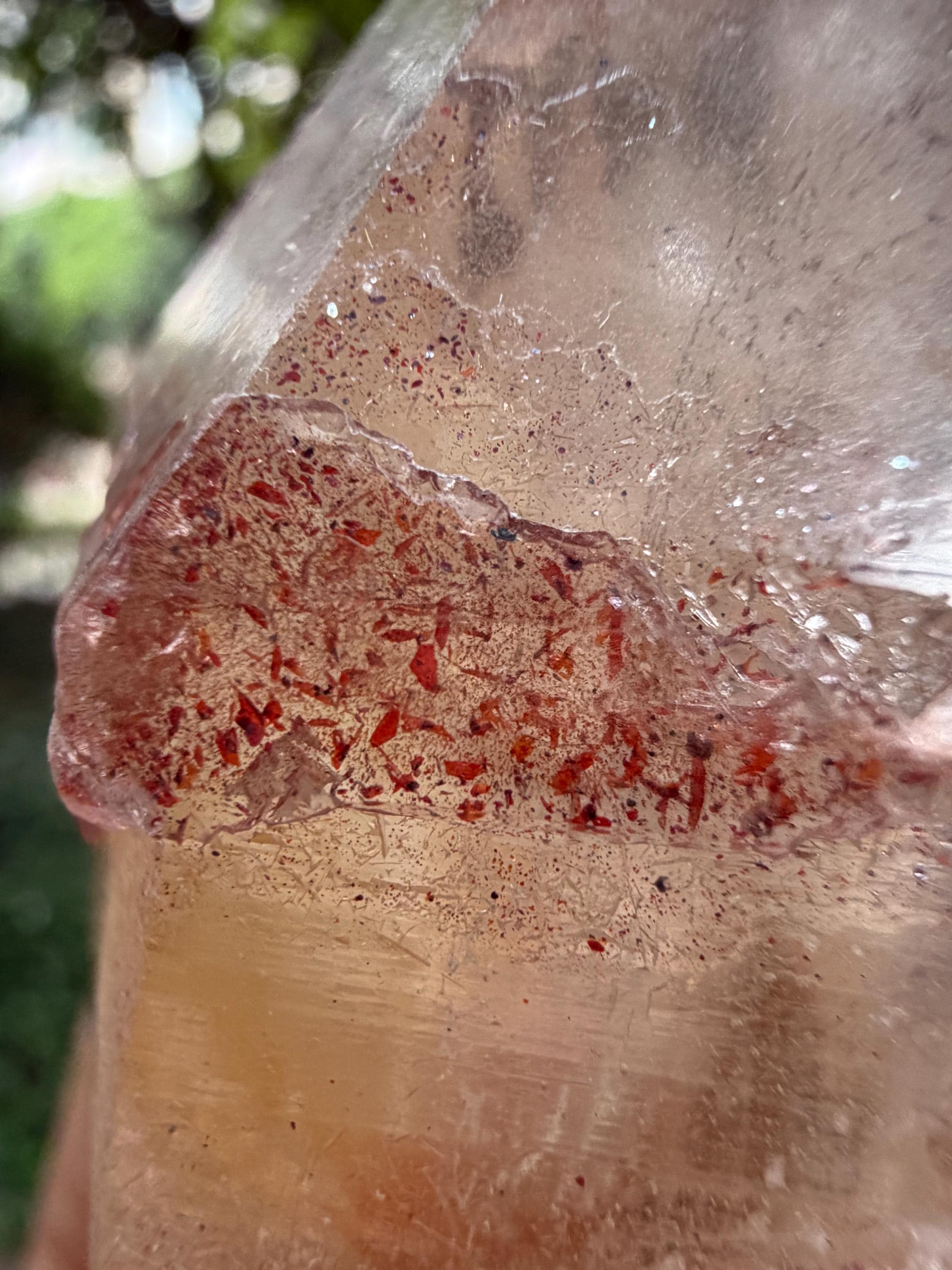 Strawberry Quartz Record-keeper Colorful Phantom Crystal/limonite Goethite Included/hematite Crystal Specimen/meditation Stone-458 G