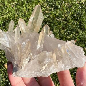 Tangerine Quartz Cluster, Brazilian Crystal, Clear W Orange Hematite #13