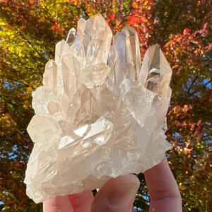 Tangerine Quartz Cluster From Brazil - Raw Natural Clear Quartz Crystal With Orange Hematite #19