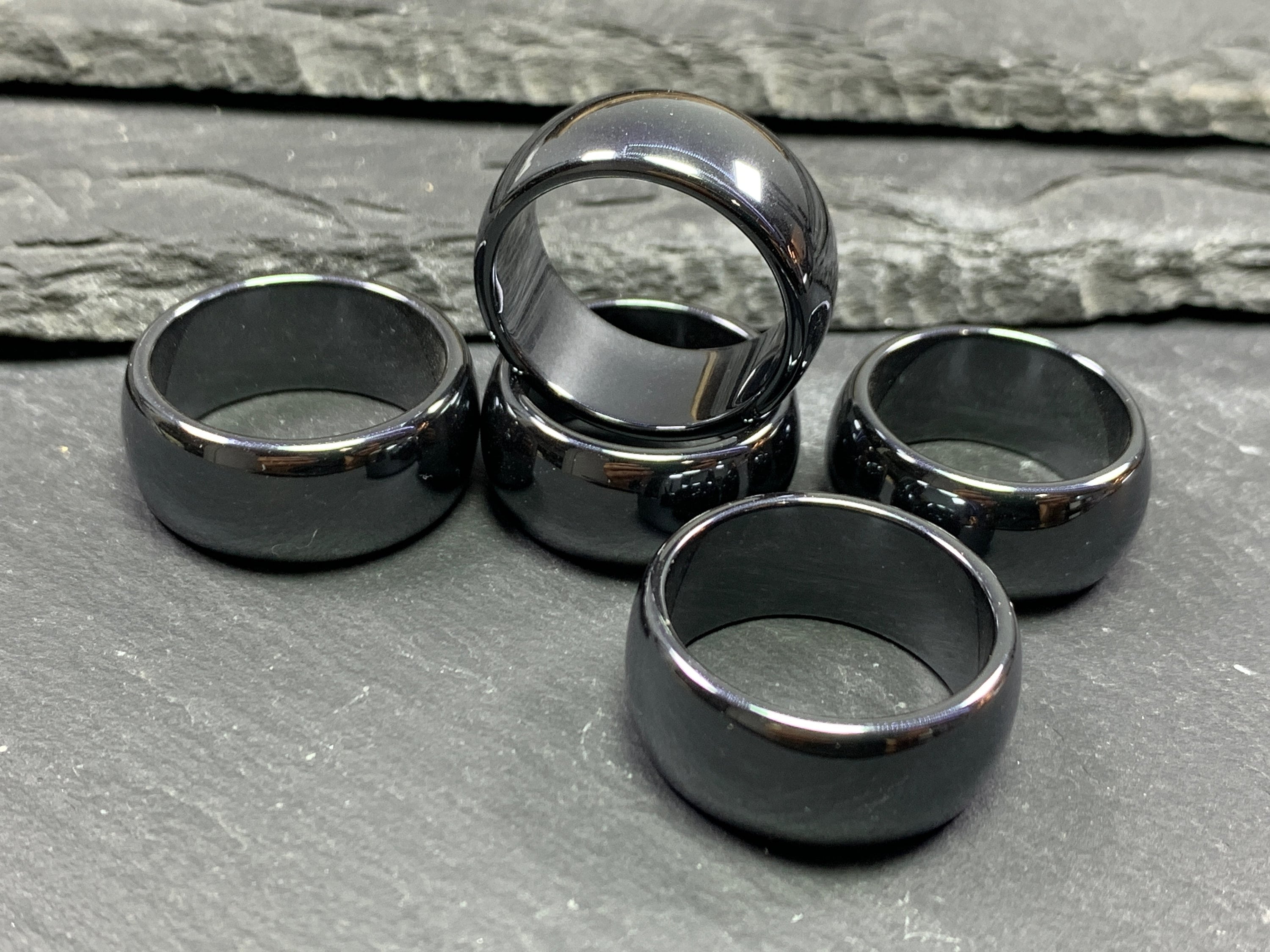 Hematite Ring: Balancing Energy Stone - Wide 10mm Band