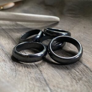 Hematite Ring, Hematite Band, Solid Gemstone Ring, Black Hematite Ring, Carved Stone Ring,medium Stone Thumb Ring, Domed Stone Ring For Him