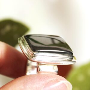 Large Rectangular Hematite Ring: Heavy 925 Silver Unisex Band Large Rectangular Hematite Ring: Heavy 925 Silver Unisex Band