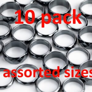 Pack of 10 Domed Hematite Rings Hematite Ring Negative Energy Rings Wholesale Bulk Mix