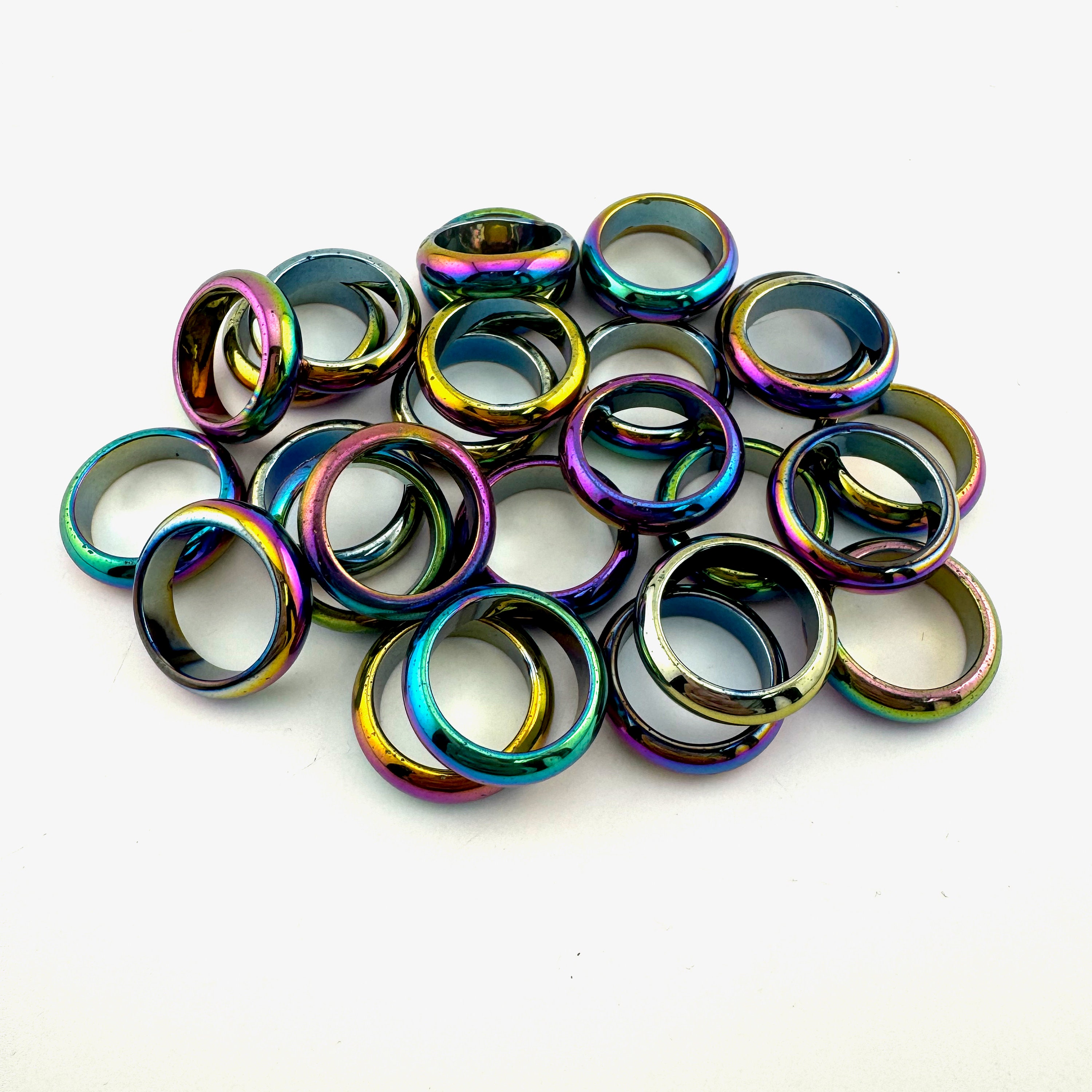 Rainbow Titanium Hematite Ring, Choose Your Size, Negative Energy Absorber, Rainbow Hematite Ring