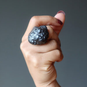 Hematite Ring Raw Grounded Cluster Stone Adjustable