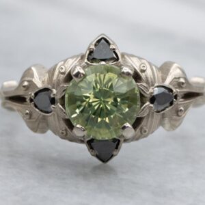Sillimanite And Hematite Accent Antique Luna Moth Gold Ring
