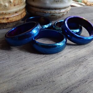 Solid Blue Hematite Ring, Hematite Band, Solid Gemstone Ring, Carved Stone Ring, Healing Thumb Ring, Gift For Him Her,