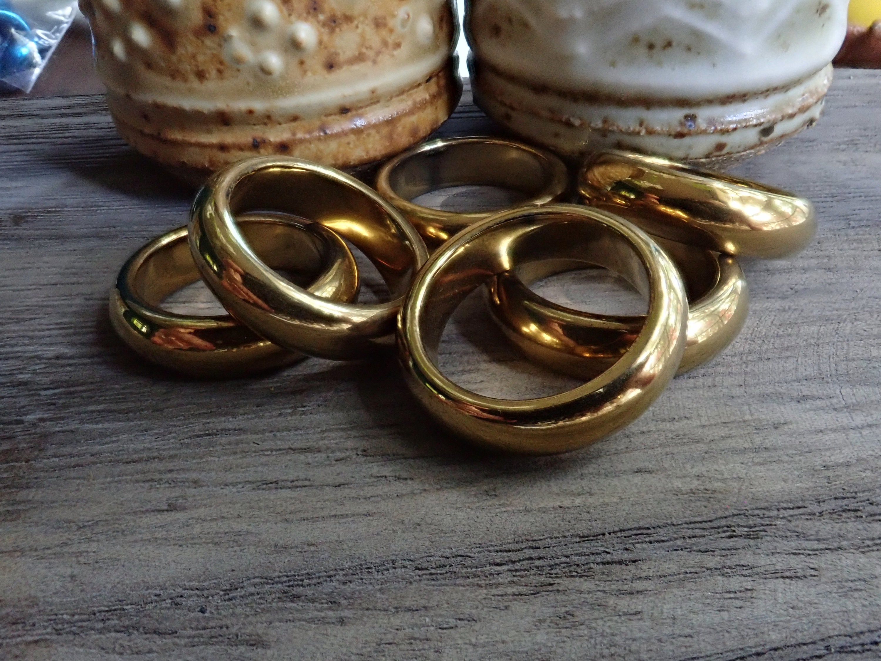 Solid Stone Gold Hematite Ring, Gemstone Domed Band, Carved Stone Ring, Mens Women's Thumb Ring Solid Stone Gold Hematite Ring, Gemstone Domed Band, Carved Stone Ring, Mens Women's Thumb Ring