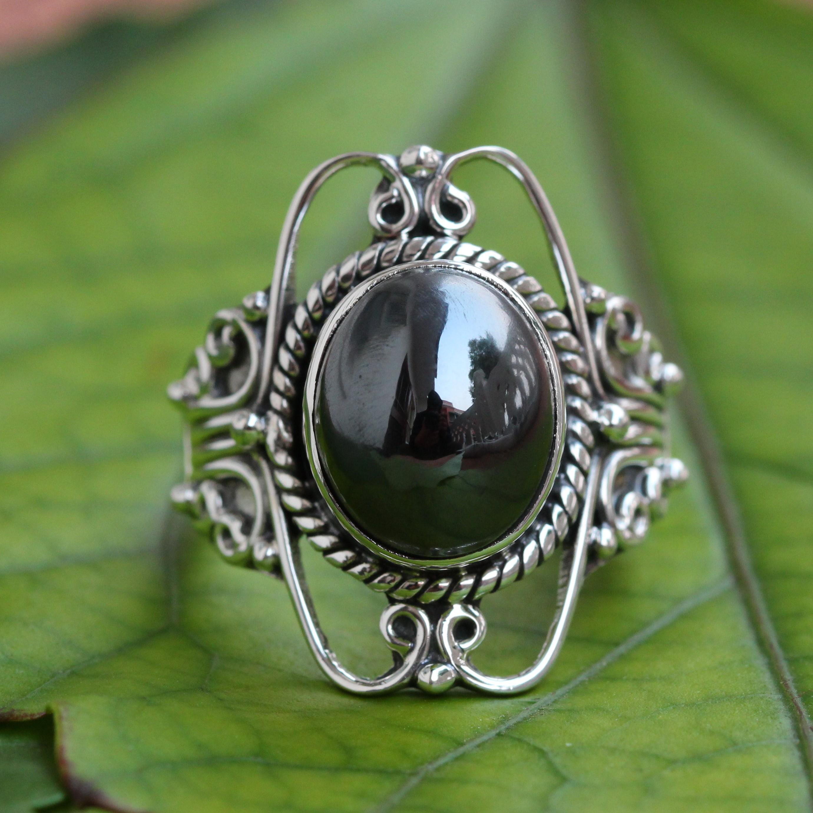 Hematite Ring Sterling Silver Handmade Jewelry Statement Jewelry, Gift For Her