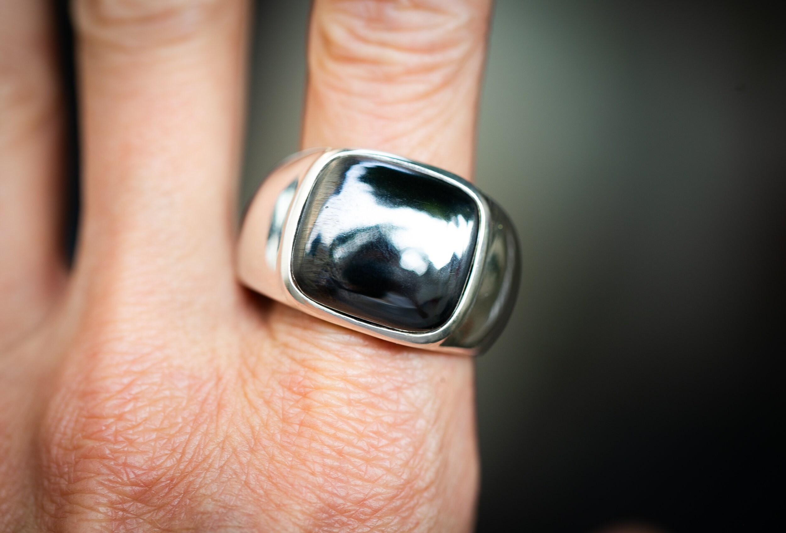 Sterling Silver Hematite Ring – Large Stone, Mens Jewelry Sterling Silver Hematite Ring – Large Stone, Mens Jewelry