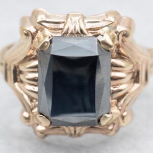 Vintage 10k Gold Hematite Solitaire Ring