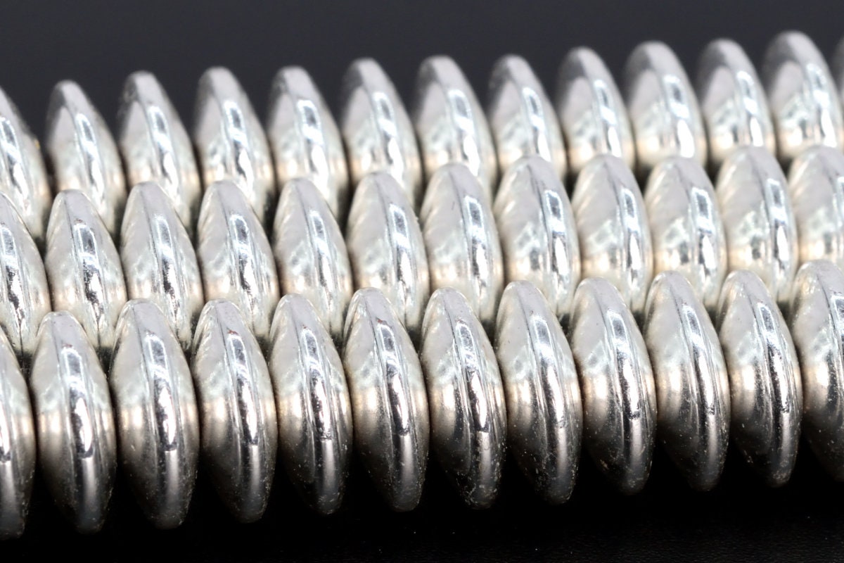 10x3mm 18k White Gold Tone Hematite Beads Grade Aaa Natural Gemstone Rondelle Loose Beads 15.5" / 7.5" Bulk Lot Options (106944) 10x3mm 18k White Gold Tone Hematite Beads Grade Aaa Natural Gemstone Rondelle Loose Beads 15.5" / 7.5" Bulk Lot Options (106944)