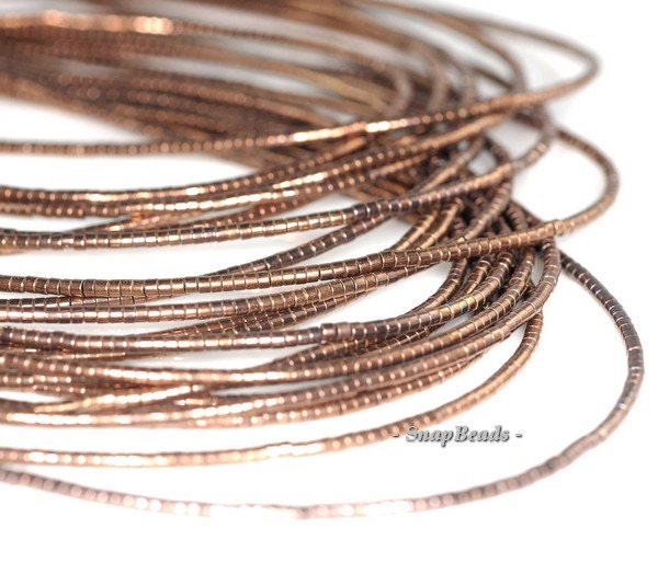 1x1mm Bronze Hematite Gemstone Heishi Rondelle Slice Loose Beads 16 Inch Full Strand (90185725-839)