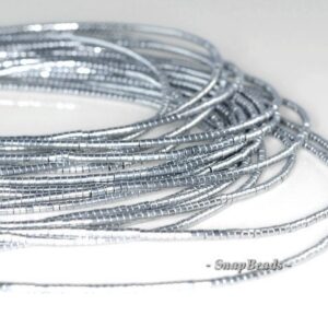 1x1mm Silver Hematite Gemstone Heishi Rondelle Slice 1x1mm Loose Beads 16 inch Full Strand (90185726-839)