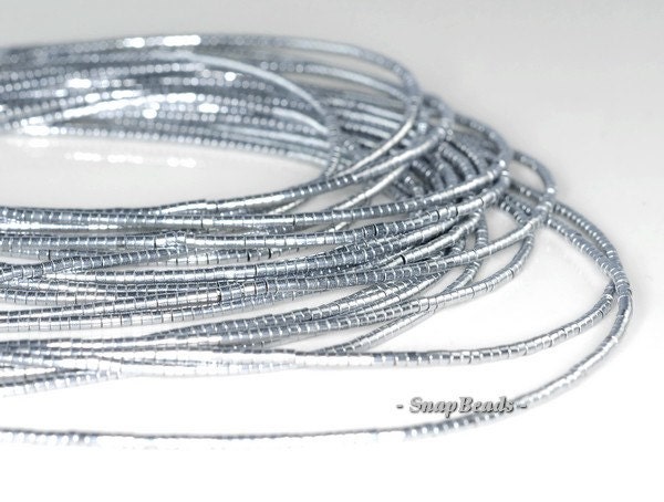 1x1mm Silver Hematite Gemstone Heishi Rondelle Slice 1x1mm Loose Beads 16 Inch Full Strand (90185726-839)