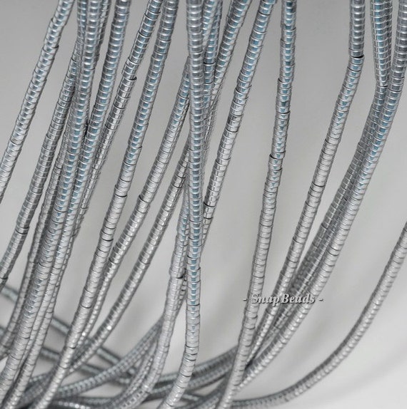 2x1mm Silver Hematite Gemstone Heishi Rondelle Slice 2x1mm Loose Beads 16 Inch Full Strand Lot 1,2,6,12 And 50 (90185682-838)