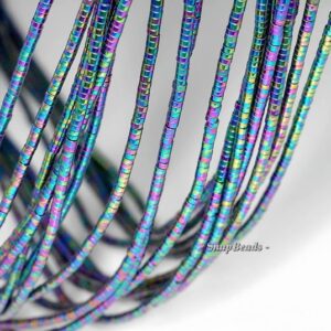 2x1mm Titanium Rainbow Hematite Gemstone Heishi Rondelle Slice Loose Beads 16 inch Full Strand LOT 1,2,6,12 and 50 (90185678-838)