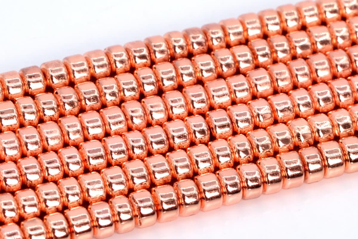 3x2mm 18k Rose Gold Tone Hematite Beads Grade Aaa Natural Gemstone Full Strand Rondelle Loose Beads 15.5" Bulk Lot Options (106934-2221)