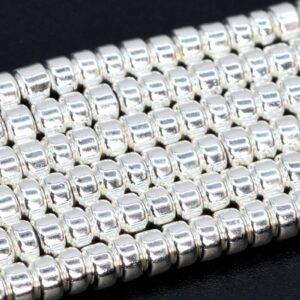 3x2MM 18k White Gold Tone Hematite Beads Grade AAA Natural Gemstone Full Strand Rondelle Loose Beads 15.5" Bulk Lot Options (106932-2221)