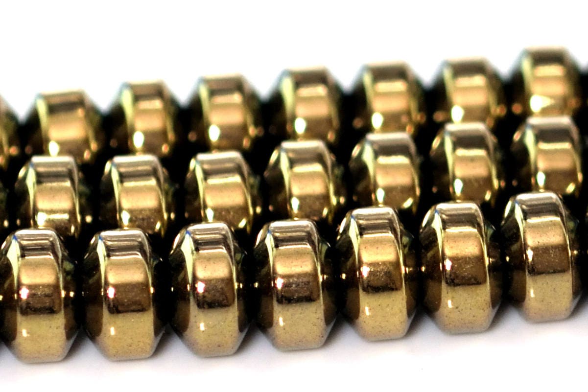 3x2mm Champagne Gold Hematite Beads Grade Aaa Gemstone Full Strand Rondelle Loose Beads 15" Bulk Lot Options (101392-526)