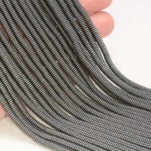 4x1mm Black Hematite Gemstone Heishi Rondelle Slice 4x1mm Beads 16 inch Full Strand BULK LOT 1,2,6,12 and 50 (80006329-837)