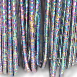 4x1mm Titanium Rainbow Hematite Gemstone Heishi Rondelle Slice Loose Beads 15 inch Full Strand LOT 1,2,6,12 and 50 (90185687-838)