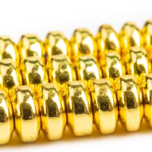 4x2MM 18k Gold Tone Hematite Beads Grade AAA Natural Gemstone Rondelle Loose Beads 15" / 7.5" Bulk Lot Options (106936)