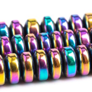 4x2MM Rainbow Hematite Beads Grade AAA Natural Gemstone Rondelle Loose Beads 15.5" / 7.5" Bulk Lot Options (101409)