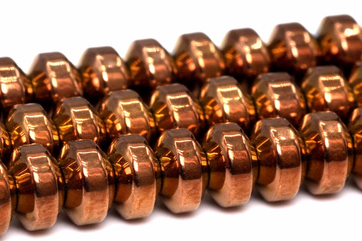 4x2mm Rose Gold Hematite Beads Grade Aaa Natural Gemstone Rondelle Loose Beads 15" / 7" Bulk Lot Options (101413)