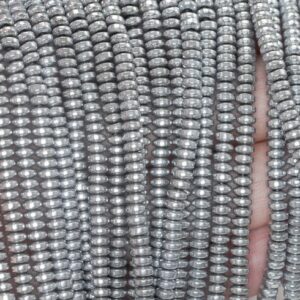 4x2mm Silver Hematite Gemstone Silver Rondelle Heishi 4x2mm Loose Beads 16 inch Full Strand LOT 1,2,6,12 and 50 (90188983-149a)