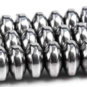 5-6x3MM Silver Hematite Beads Grade AAA Rondelle Natural Gemstone Loose Beads 16" / 8" Bulk Lot Options(101406)