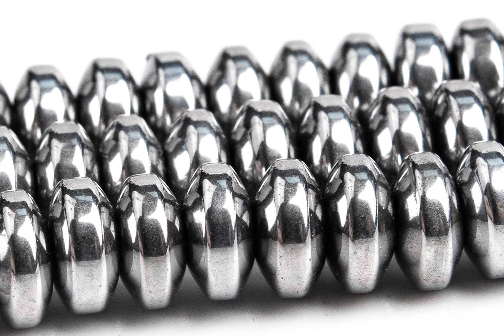 5-6x3mm Silver Hematite Beads Grade Aaa Rondelle Natural Gemstone Loose Beads 16" / 8" Bulk Lot Options(101406)