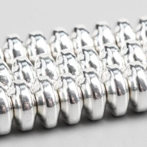 6x1.5MM 18k White Gold Tone Hematite Beads Grade AAA Natural Gemstone Rondelle Loose Beads 15.5" / 7.5" Bulk Lot Options (106938)