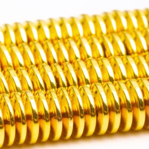 6x1MM 18k Gold Tone Hematite Beads Grade AAA Gemstone Rondelle Loose Beads 15.5" / 7.5" Bulk Lot Options (106969)