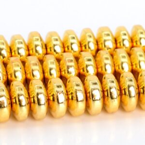 6x3MM 18k Gold Tone Hematite Beads Grade AAA Gemstone Rondelle Loose Beads 15.5" / 7.5" Bulk Lot Options (106939)