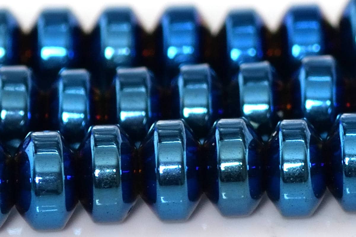 6x3mm Blue Hematite Beads Grade Aaa Gemstone Rondelle Loose Beads 15" / 7" Bulk Lot Options (101400) 6x3mm Blue Hematite Beads Grade Aaa Gemstone Rondelle Loose Beads 15" / 7" Bulk Lot Options (101400)