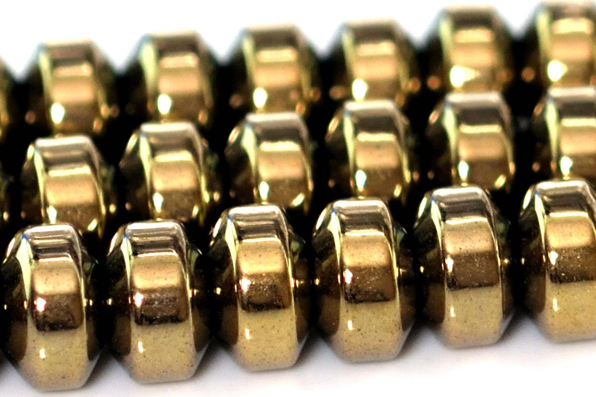 6x3mm Champagne Gold Hematite Beads Grade Aaa Gemstone Rondelle Loose Beads 15.5" / 7.5" Bulk Lot Options(101394)