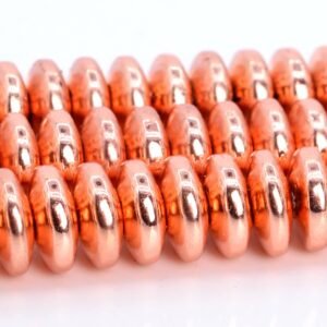8x3MM 18k Rose Gold Tone Hematite Beads Grade AAA Natural Gemstone Rondelle Loose Beads 15.5" / 7.5" Bulk Lot Options (106943)