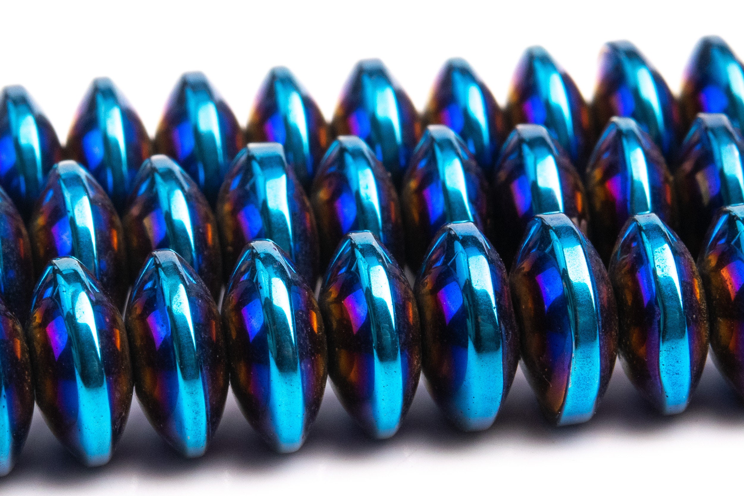 8x3mm Blue Hematite Beads Grade Aaa Natural Gemstone Rondelle Loose Beads 15.5" / 7" Bulk Lot Options (101941)