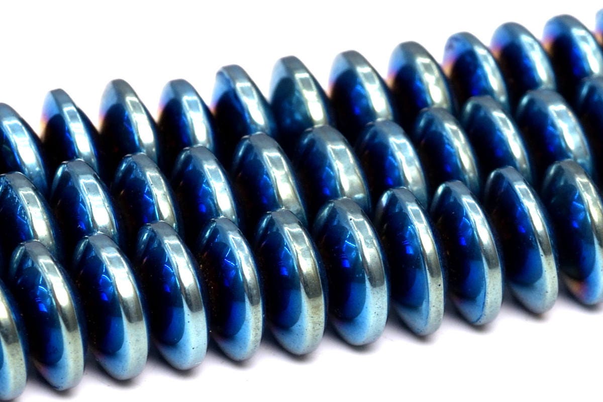 8x3mm Light Blue Hematite Beads Grade Aaa Natural Gemstone Rondelle Loose Beads 15.5" / 7.5" Bulk Lot Options (101942)