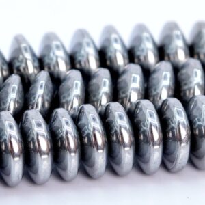 8x3MM Silver Hematite Beads Grade AAA Natural Gemstone Rondelle Loose Beads 15.5" / 7.5" Bulk Lot Options (101407)