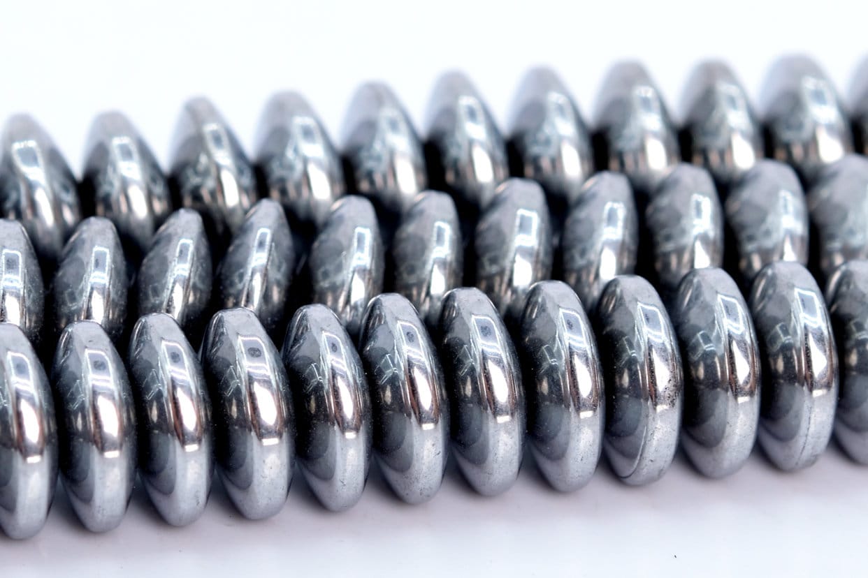 8x3mm Silver Hematite Beads Grade Aaa Natural Gemstone Rondelle Loose Beads 15.5" / 7.5" Bulk Lot Options (101407)