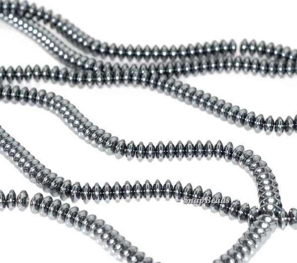 Noir Black Hematite Gemstone Black Rondelle Saucer Slice 6x3mm Loose Beads 16 Inch Full Strand (90147086-340) Noir Black Hematite Gemstone Black Rondelle Saucer Slice 6x3mm Loose Beads 16 Inch Full Strand (90147086-340)