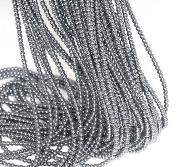 2mm Noir Black Hematite Gemstone Round 2mm Loose Beads 16 Inch Full Strand Lot 1,2,6,12 And 50 90113610-107 - 2mm C)