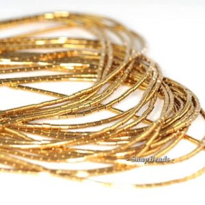 2x1mm Gold Hematite Gemstone Round Tube 2x1mm Loose Beads 16 Inch Full Strand Lot 1,2,6,12 And 50 (90185735-839)
